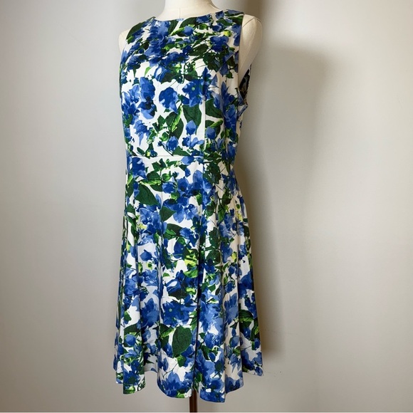 MILLY Capri Floral Sleeveless Dress Cotton Fit And Flare Women’s Size 10 - Picture 3 of 12